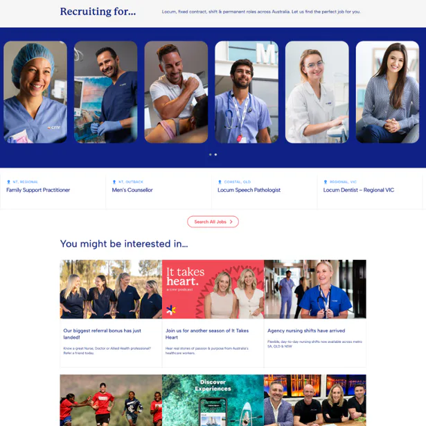 Six healthcare professionals displaying different roles: Family Support Practitioner, Men's Counsellor, Speech Pathologist, Dental Regional Coordinator, Dentist, and other medical staff members smi...